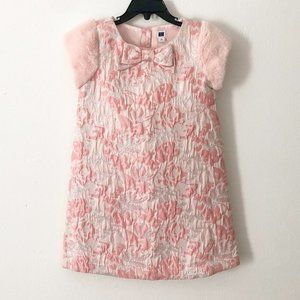 Janie & Jack Pink & Silver Faux Fur Sleeve Dress